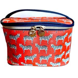 Dabney Lee Red With Zebras Cosmetic Travel Makeup Bag PVC (HB1)